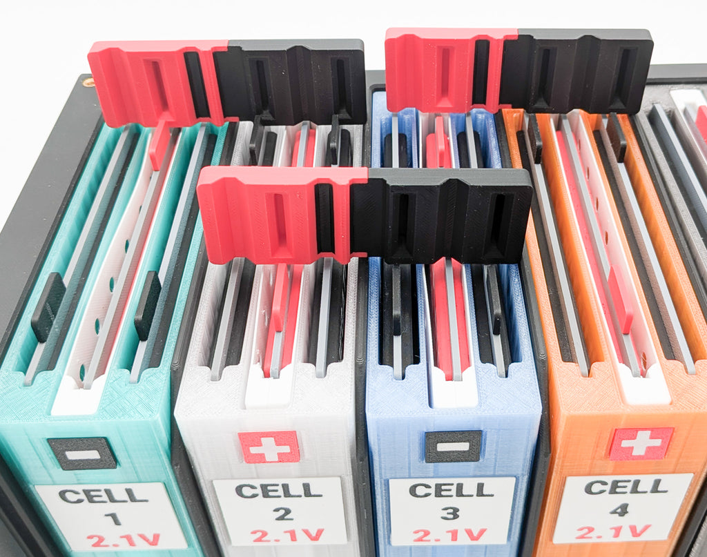 Cell strap connections showing series wiring between cells